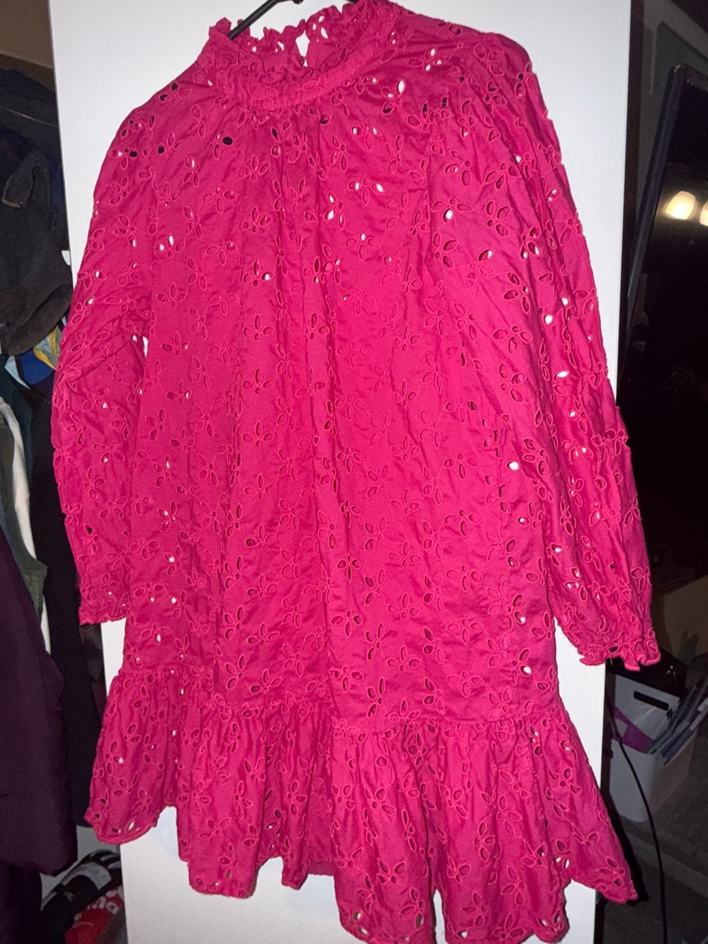 J. Crew Hot Pink Eyelet Ruffle Dress for Girls